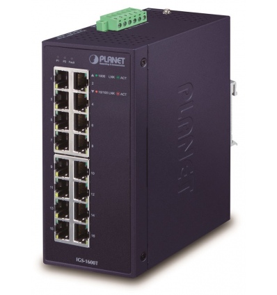 Planet IGS-1600T Průmyslový Switch 16x1Gb, dual 12-48VDC/24VAC, -40~+75°C, fanless