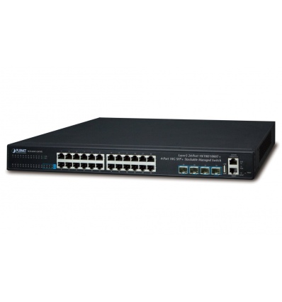 Planet SGS-6341-24T4X L3 switch, 24x1Gb, 4x10Gb SFP+, HW/IP stack, VSF/Cluster