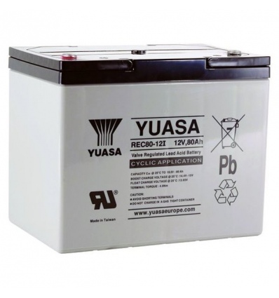 Yuasa Pb trakční záložní akumulátor AGM 12V/80Ah pro cyklické aplikace (REC80-12I)