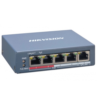 Hikvision DS-3E1105P-EI - Smart managed switch 4x 100TX PoE + 1x 100TX uplink, 60W, Super PoE