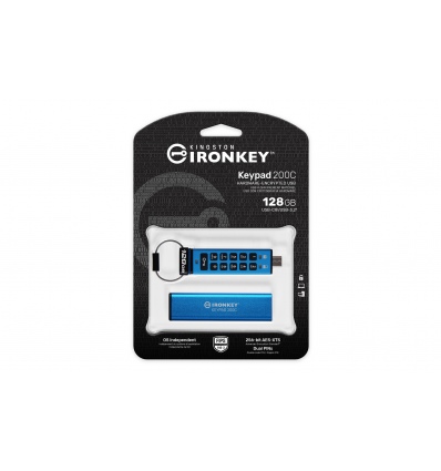 Kingston Ironkey Keypad 200C/128GB/280MBps/USB 3.0/USB-C/Modrá