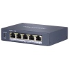 Hikvision DS-3E0505HP-E - full Gb switch 4x PoE (1x HI-PoE), 1x uplink RJ-45, 60W, dosah až 300m