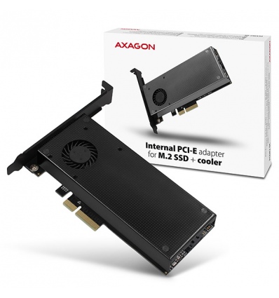 AXAGON PCEM2-DC, PCIe x4 - M.2 NVMe M-key + SATA B-key slot adaptér, chladič, vč. LP