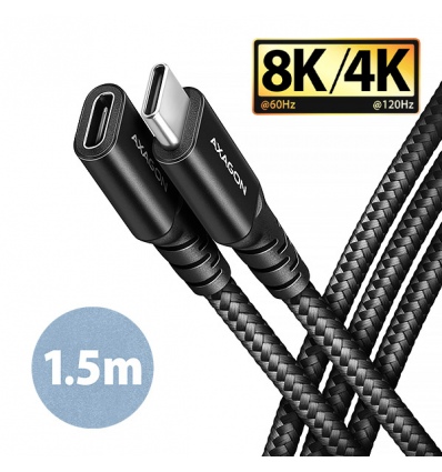 AXAGON BUCM32-CF15AB prodlužovací kabel USB-C (M) - USB-C (F), 1.5m, USB 20Gbps, PD 240W ALU oplet