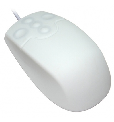 SM502 - Silikonová antibakteriální myš, drátová, bílá, IP68