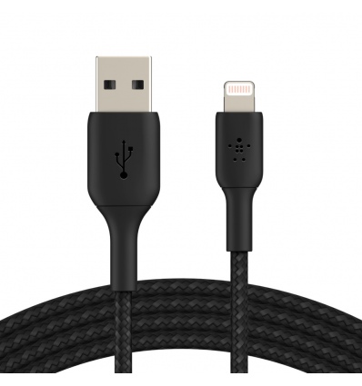 BELKIN kabel oplétaný USB-A - Lightning, 1m, černý