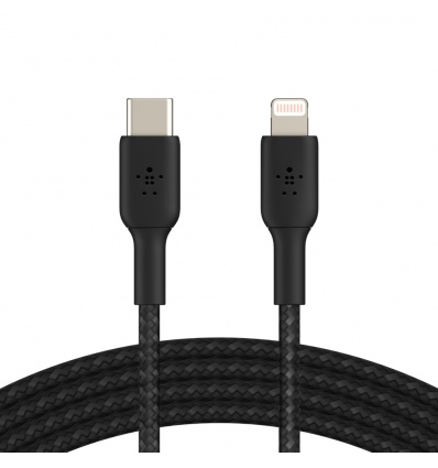 BELKIN kabel oplétaný USB-C - Lightning, 2m, černý