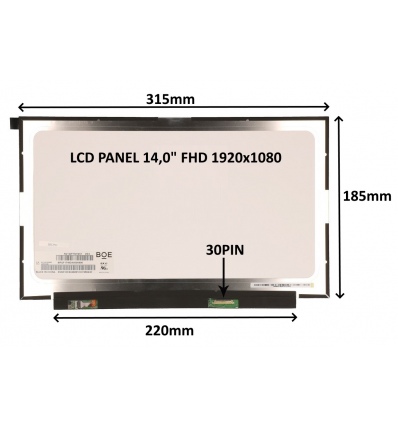 LCD PANEL 14,0" FHD 1920x1080 30PIN MATNÝ IPS / BEZ ÚCHYTŮ