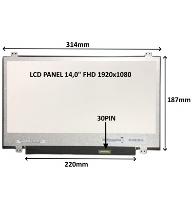 LCD PANEL 14,0" FHD 1920x1080 30PIN MATNÝ / ÚCHYTY NAHOŘE A DOLE