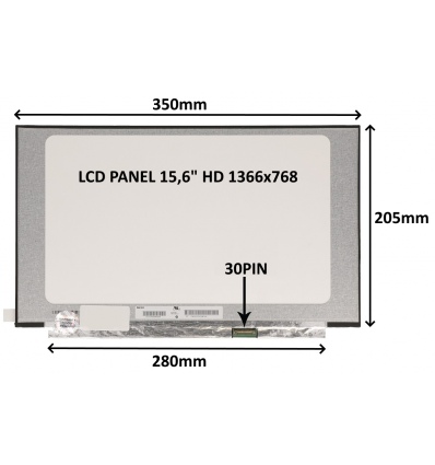 LCD PANEL 15,6" HD 1366x768 30PIN MATNÝ / BEZ ÚCHYTŮ