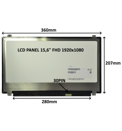 LCD PANEL 15,6" FHD 1920x1080 30PIN MATNÝ / ÚCHYTY NAHOŘE A DOLE