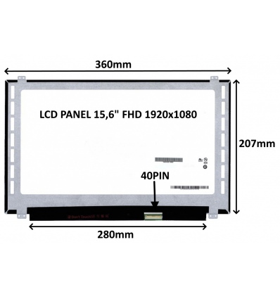 LCD PANEL 15,6" FHD 1920x1080 40PIN MATNÝ / ÚCHYTY NAHOŘE A DOLE