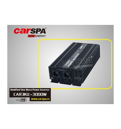 Měnič napětí Carspa CAR3KU-24 24V/230V+USB 3000W, modifikovaná sinus