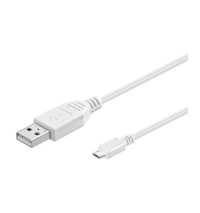 PremiumCord Kabel micro USB 2.0, A-B 3m, bílá