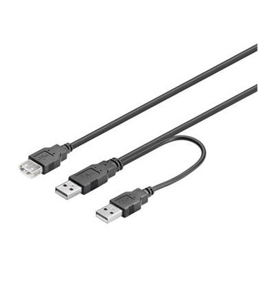 PremiumCord USB 2.0 napájecí Y kabel A/M+A/M-A/F