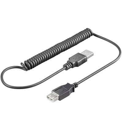 Kabel USB prodlužovací A-A, 0,5-1,5 m, kroucený, černý
