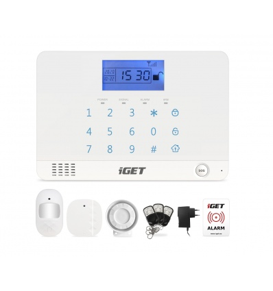 iGET SECURITY M3B - bezdrátový GSM alarm CZ, zasílá SMS/telefonuje,záložní baterie 8 hod,aplikace CZ
