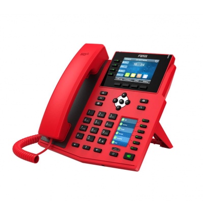 Fanvil X5U-R SIP červený tel., 3,5"bar.disp.+ 2,4" disp., 16SIP, 4link.tl., 30DSS tl., BT, dual Gbit