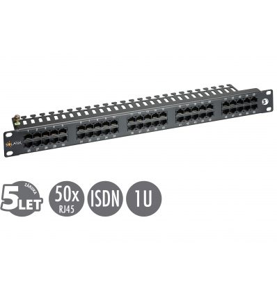 19" ISDN panel Solarix 50 x RJ45 černý 1U SX50-ISDN-BK