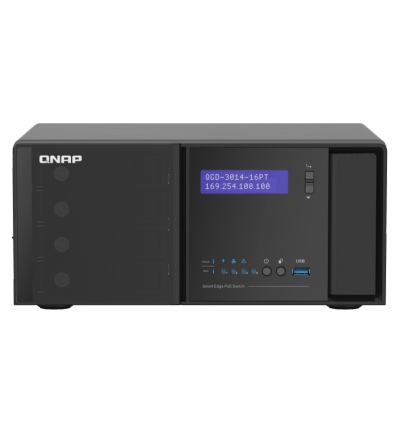 QNAP řízený switch QGD-3014-16PT-8G (16x GbE PoE+, 4core CPU, 4x SATA, 8GB RAM, 2x HDMI, 3x USB)