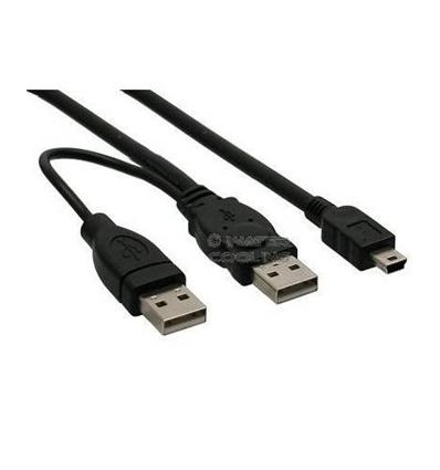 PremiumCord USB 2.0 napájecí Y kabel A/M + A/M -- A/M mini 0.4m + 0.5m