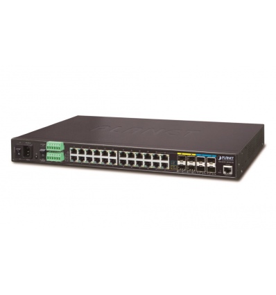 Planet IGS-6325-20T4C4X průmyslový L3 switch, 20x1Gb, 4x1Gb SFP, 4x10Gb SFP+, 2x power-in, -40~75°C, IP30, fanless