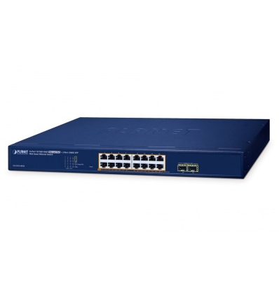 Planet GS-2210-16P2S WEBsmart L2 switch, 16x1Gb, 2x1Gb SFP, 16x PoE 802.3at 240W, QoS