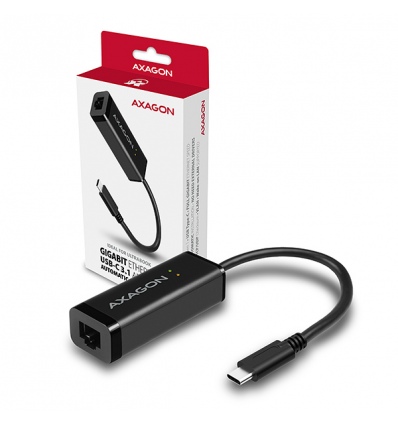 AXAGON ADE-SRC, USB-C 3.2 Gen 1 - Gigabit Ethernet síťová karta, auto instal, černá