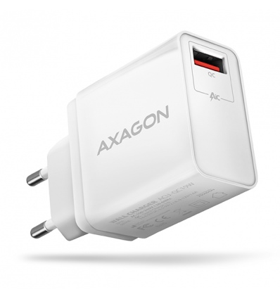 AXAGON ACU-QC19W, QC nabíječka do sítě 19W, 1x USB-A port, QC3.0/AFC/FCP/SMART, bílá