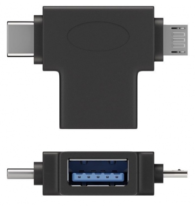 PremiumCord Adaptér USB-A na USB-C + micro USB-B