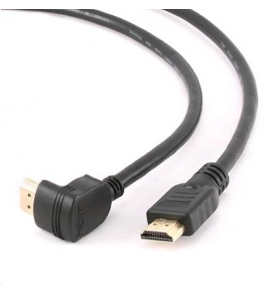 GEMBIRD kabel HDMI-HDMI 1,8m, 1.4, M/M stíněný, zlacené kontakty, 90° lomený, černý