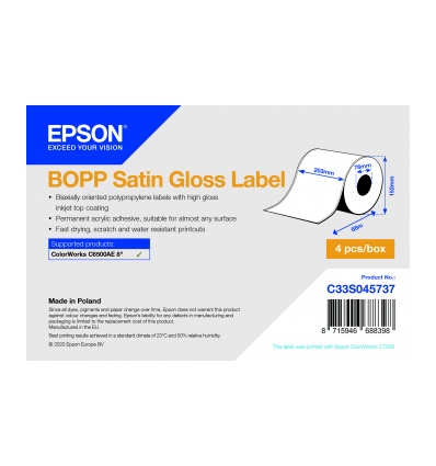 BOPP Satin Gloss Label Cont.R, 203mm x 68m