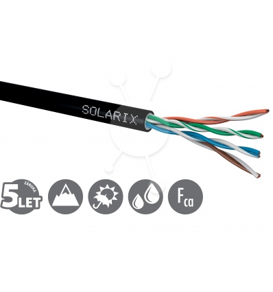Instalační kabel Solarix CAT5E UTP PE Fca venkovní Gelový 305m/box SXKD-5E-UTP-PEG