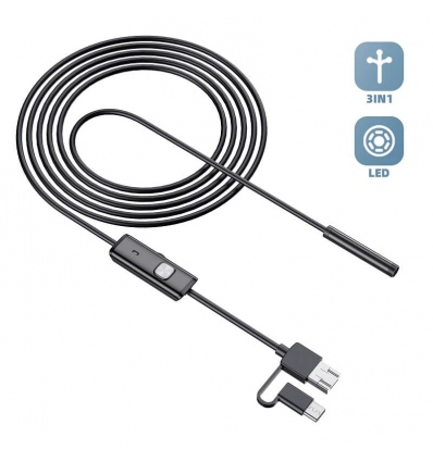 W-star Endoskopická kamera UCAM7x10 sonda 7mm 10m měkký kabel 640x480 USB konektor 3v1 USBC