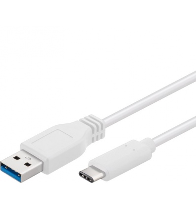 PremiumCord USB-C/male - USB 3.0 A/Male, bílý, 1m