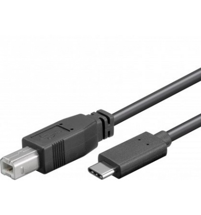 PremiumCord USB-C/male - USB 2.0 B/male, černý,1m