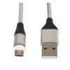 PremiumCord Magnetický micro USB a USB-C nabíjecí a datový kabel 1m, stříbrný
