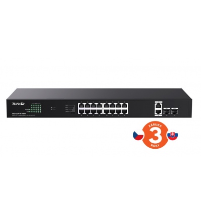 Tenda TEG1120P-16-250W PoE+ Gigabit switch 16x 1Gb/s PoE+ 802.3af/at + 2x SFP + 2x RJ45, 230W, Rack
