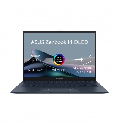 ASUS Zenbook 14 OLED/UX3405CA-OLED381X/U7-255H/14"/WUXGA/T/32GB/1TB SSD/Arc 140T/W11P/Blue/2R