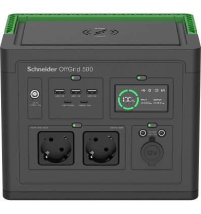 Schneider OffGrid Portable Power Station 500, 517Wh Lithium-ion, 2 Schuko, Sinewave