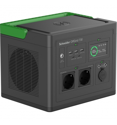 Schneider OffGrid Portable Power Station 730, 738Wh Lithium-ion, 2 Schuko, Sinewave