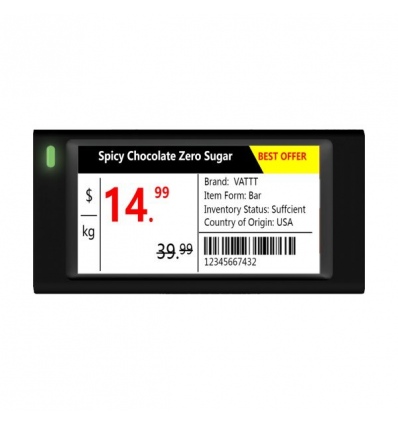 Dahua ESL-E4021A-BN elektronický štítek/ 2,13" 250x122/ 70 × 34,5 × 12,1mm/ 4 barvy/ NFC/ černý