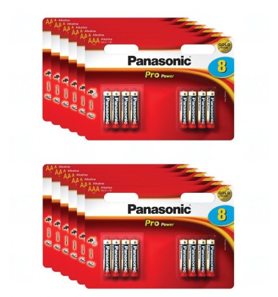 12x Baterie Panasonic PRO POWER AAA, LR03, mikrotužková, 1,5V, blistr 8 ks (1 karton)