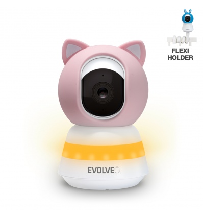 EVOLVEO Baby Monitor LUX- Chytrá 360° videochůvička s nočním viděním, detekcí pláče a pohybu, růžová