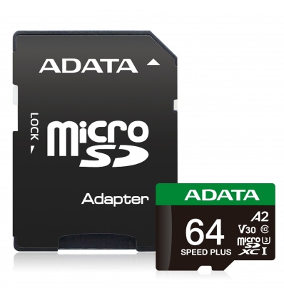 ADATA 64GB MicroSDXC UHS-I U3 V30 + adapter