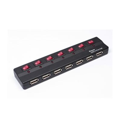 PremiumCord USB 2.0 HUB 7-portový s ext. napájením a vypínači portů