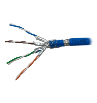 PLANET kabel SFTP, drát, Cat 6A, 4p, 500MHz, LS0H, stíněný každý pár, Planet Elite, modrý, Dca, cena za 1m na desítky m