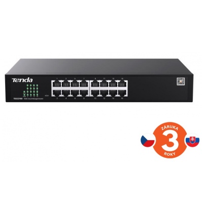 Tenda TEG2216D Websmart L2 cloud managed switch, 16x 10/100/1000 Mbps, Kov, Fanless-bez ventilátorů