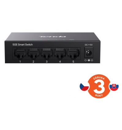 Tenda TEG2205D Websmart L2 cloud managed switch, 5x 10/100/1000 Mbps, Kov, Fanless - bez ventilátorů