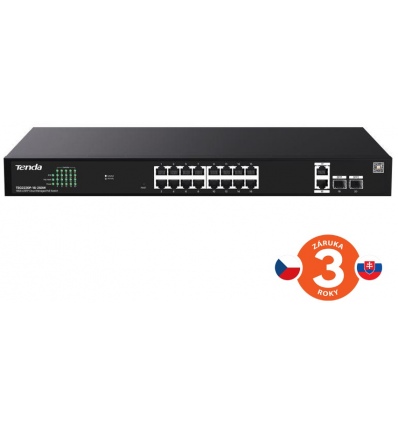 Tenda TEG2220P-16-250W Gigabit Websmart L2 Cloud PoE+ Switch 230W, 16x1Gb/s PoE+, 2xRJ45, 2xSFP,Rack